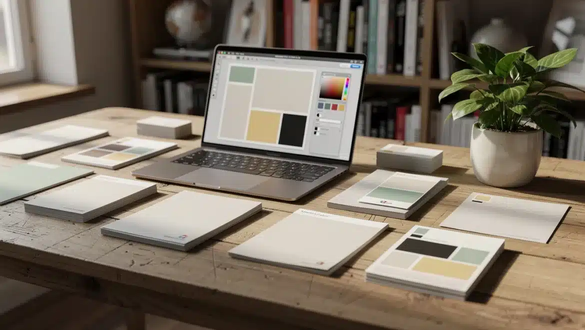 Ordinateur portable avec matériel de design.