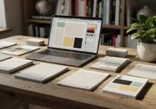 Ordinateur portable avec matériel de design.